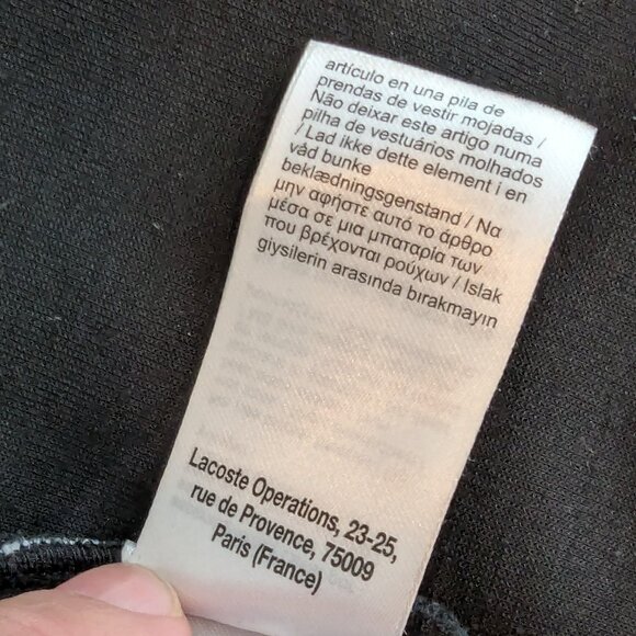 Lacoste Women's Zip-Up Black Sweatshirt with White Bands on Sleeves - Size 38 - Picture 12 of 12